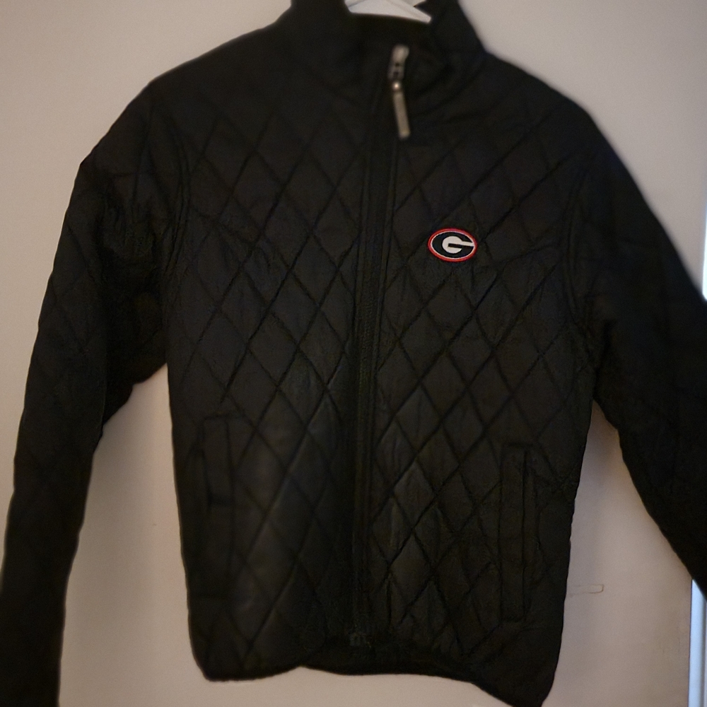 Black Quilted Puffer Jacket with Diamond Pattern